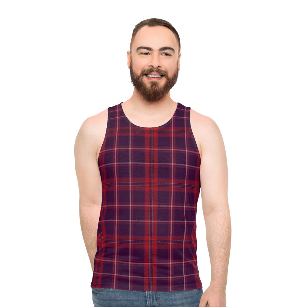 Tartan red unisex tank top - men