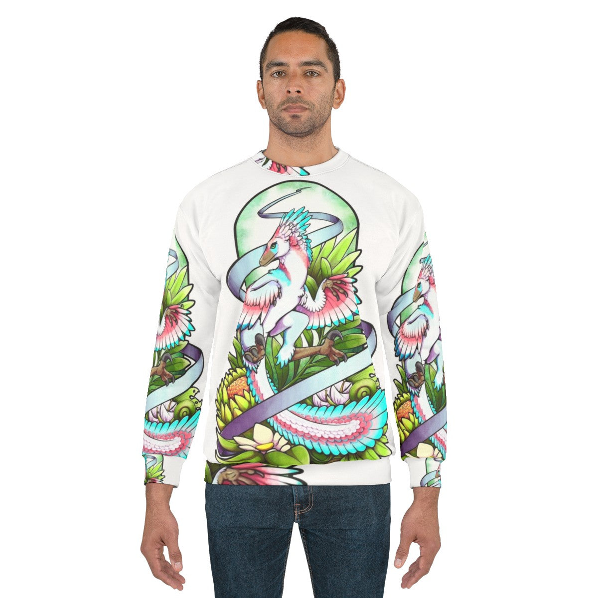 Sylveraptor dinosaur raptor sweatshirt with nature inspired design - men