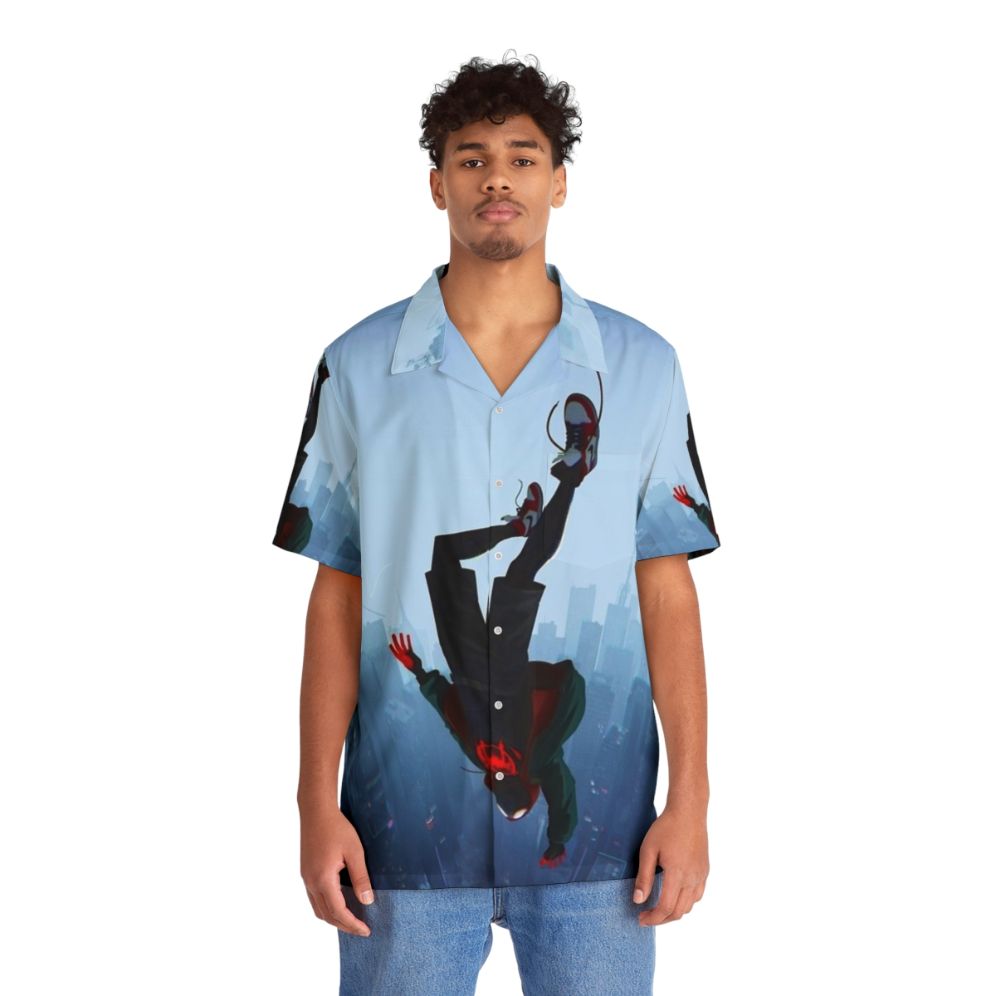 Miles Morales Hawaiian Shirt featuring the superhero from the Spider-Verse - People Front