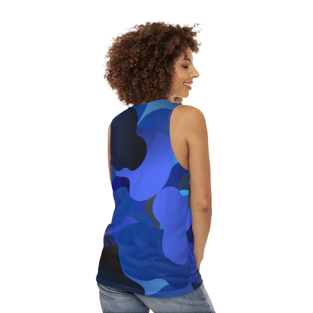 Blue camouflage unisex tank top - women back