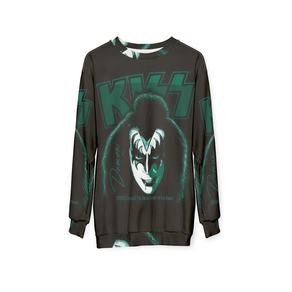 Demon Kiss Rock Band Sweatshirt with Kiss Fan Art Design - hanging