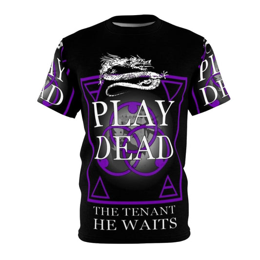 A high-quality t-shirt design featuring the name "Play Dead" and inspired by the influential post-punk and gothic rock band, The Tenant.