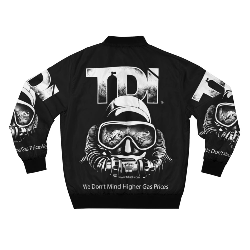 Technical Diving International (TDI) Rebreather Bomber Jacket with Octopus Tentacles and Scuba Tanks - Back