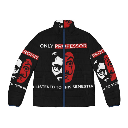 El Professor Money Heist Puffer Jacket with Bella Ciao Design