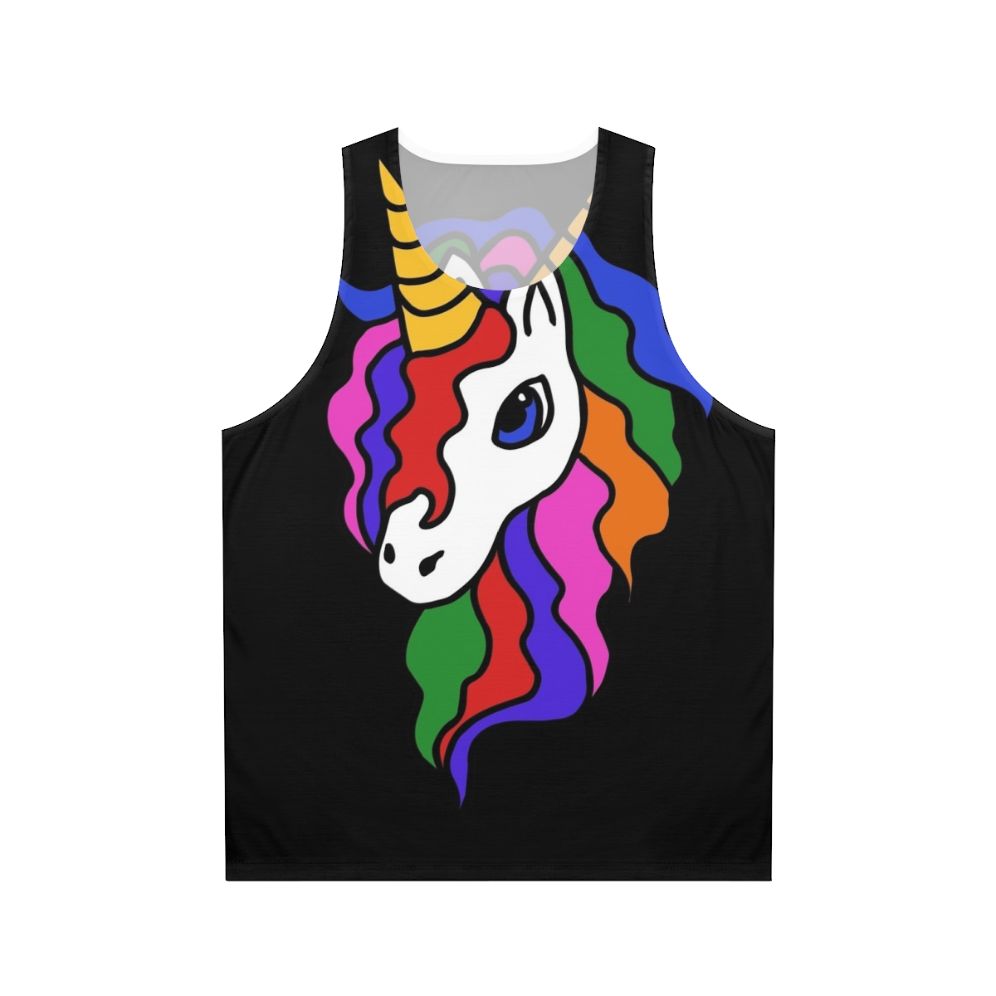 Retro unicorn unisex tank top with rainbow and cute design