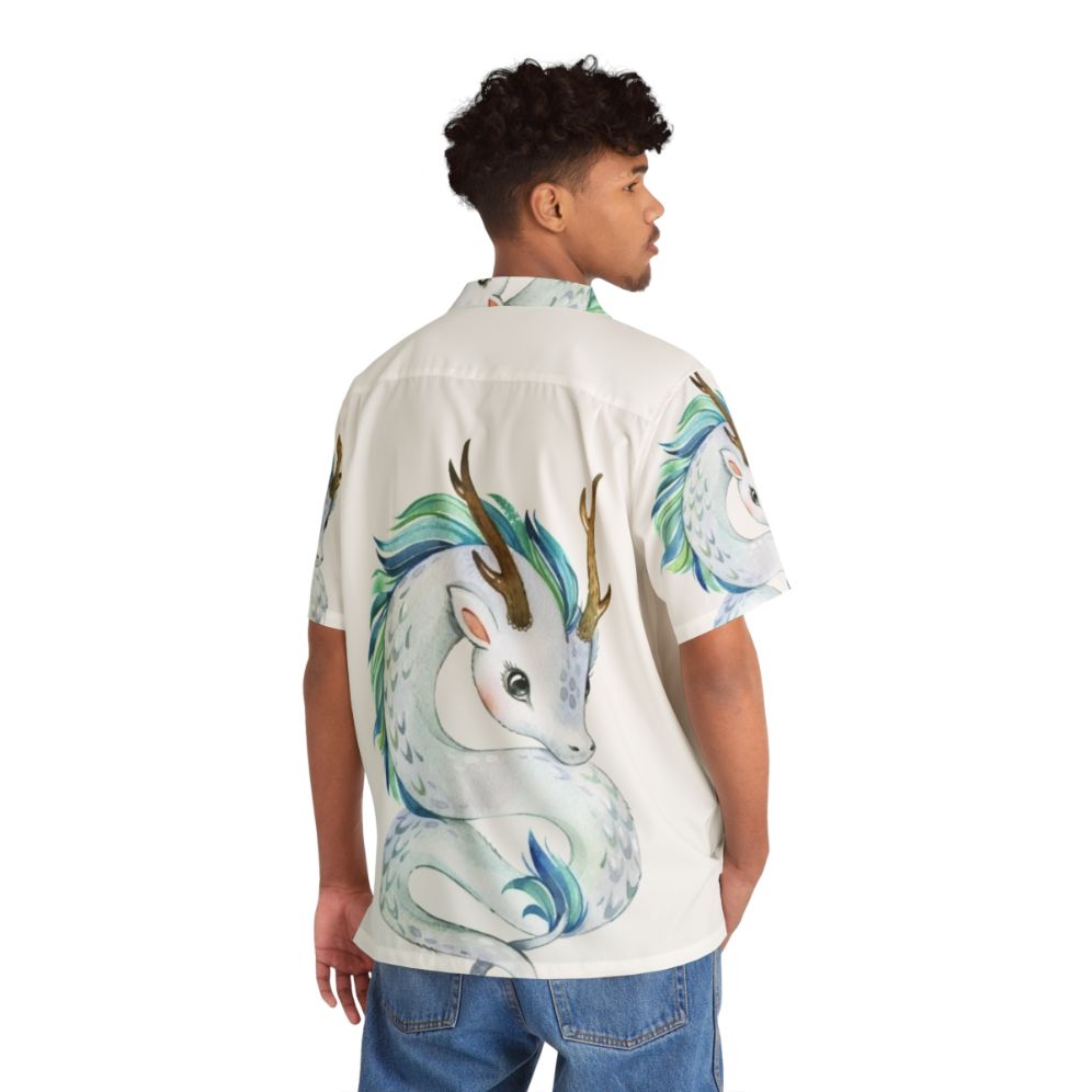 Mythical dragon printed on a colorful hawaiian shirt - People Back