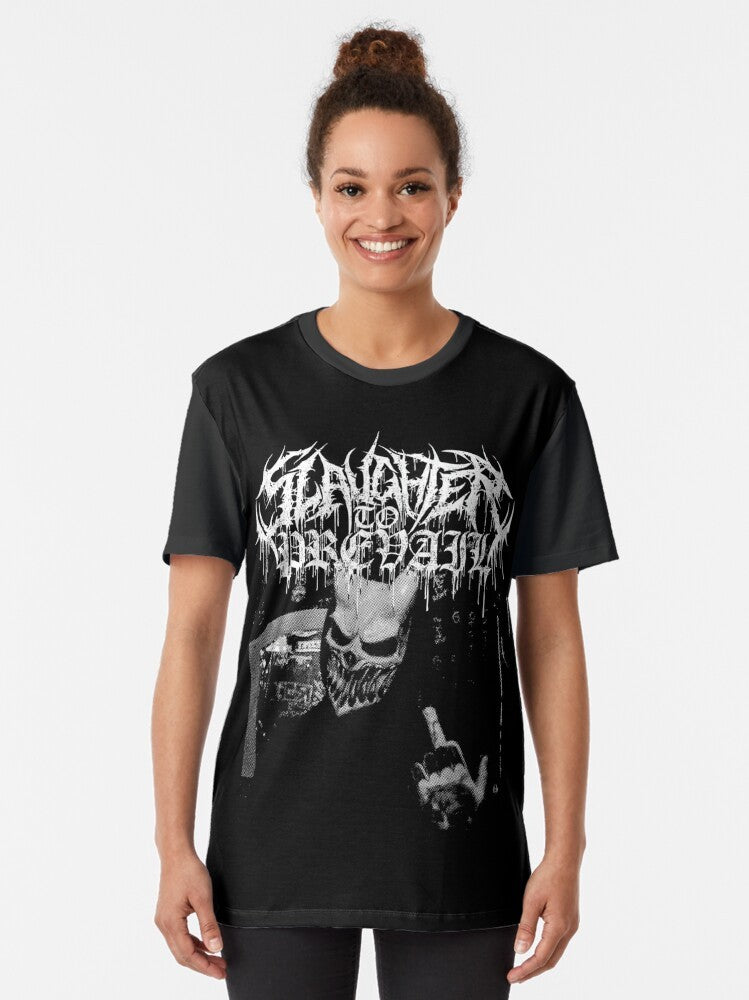 Metalcore band graphic t-shirt featuring designs from Slaughter to Prevail, I Prevail, and Counterparts - Women