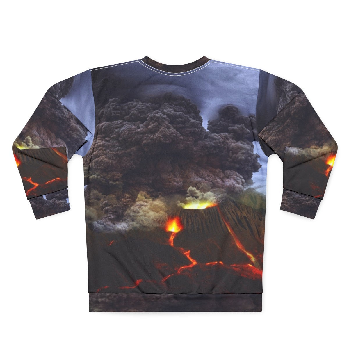 Volcano Erupting Sweatshirt with Volcanic Lava Eruption Landscape - Back