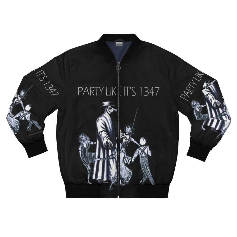 Plague doctor medieval bomber jacket with gothic and pandemic themed design