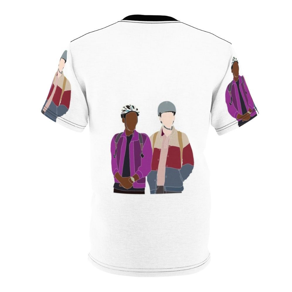 A stylish t-shirt featuring the characters Otis and Maeve from the popular Netflix series Sex Education. - Back