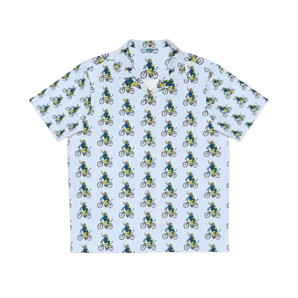 Elephant cycling Hawaiian shirt with bicycle and tropical design