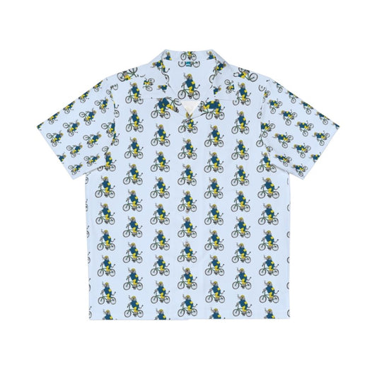 Elephant cycling Hawaiian shirt with bicycle and tropical design