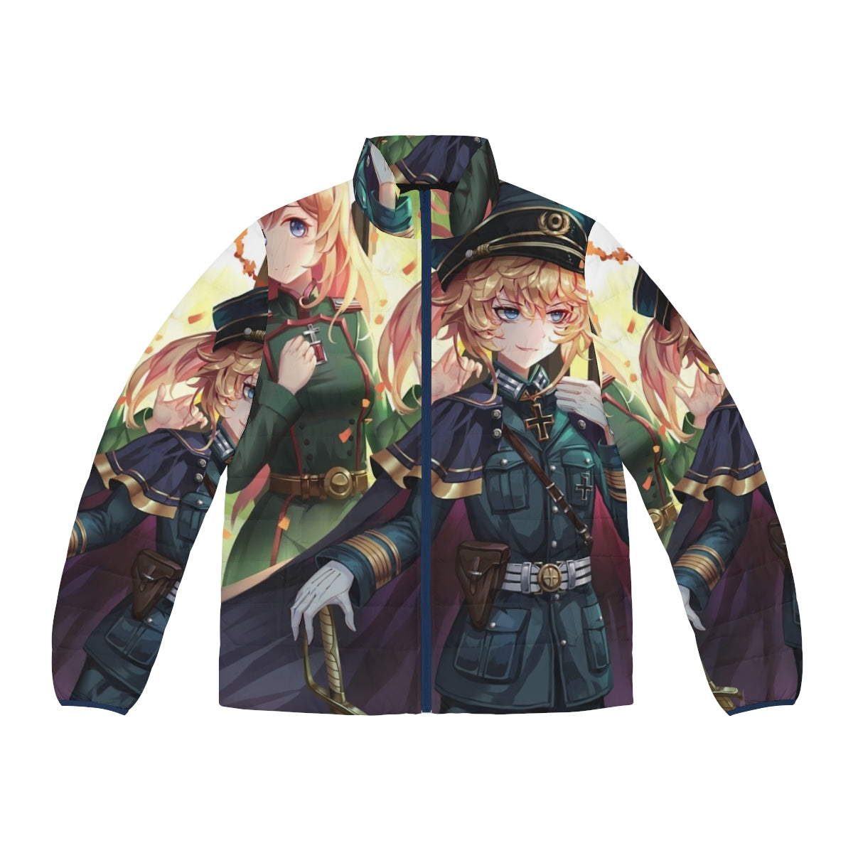 Tanya the Evil from Youjo Senki wearing a puffer jacket in her military uniform