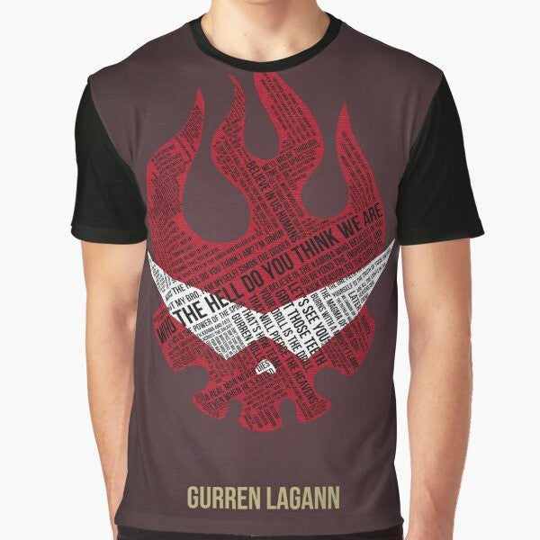 Gurren Lagann anime-inspired typography graphic t-shirt