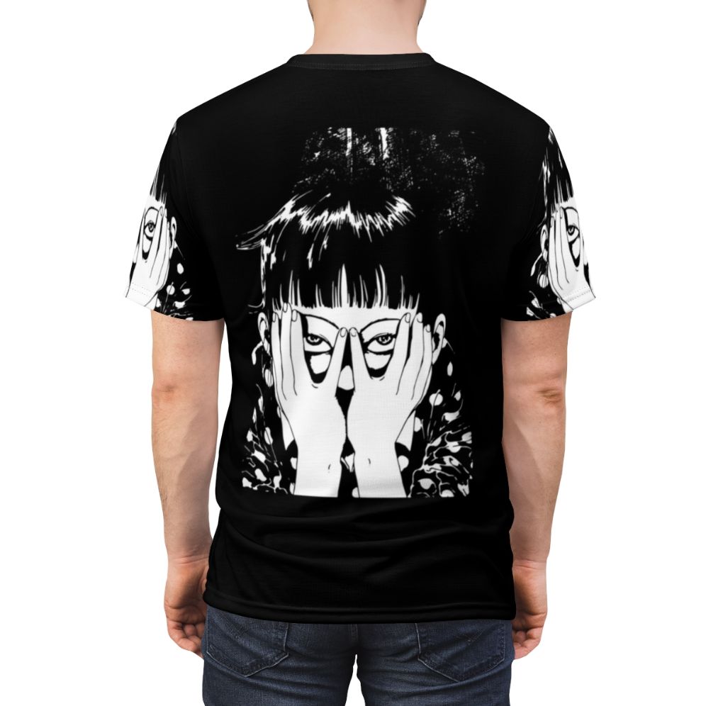 Suehiro Maruo-inspired anime graphic t-shirt with horror and sci-fi elements - men back