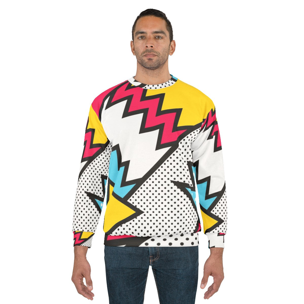 80s memphis pattern graphic sweatshirt - men