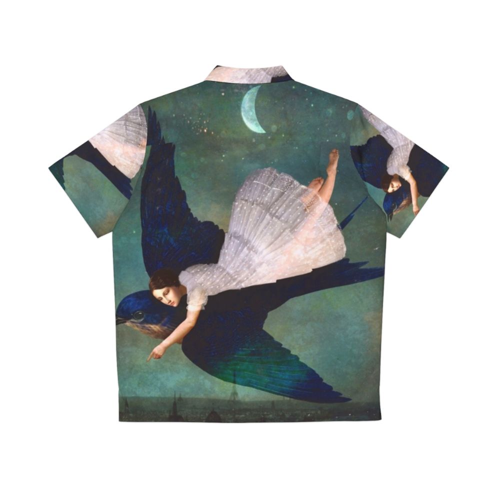 Enchanting Paris Nights Hawaiian Shirt with Moon, Stars, and Birds - Back