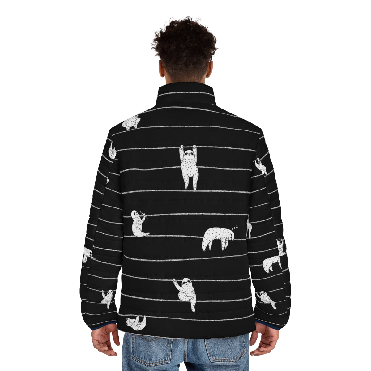 Sloth Stripe Puffer Jacket - men back