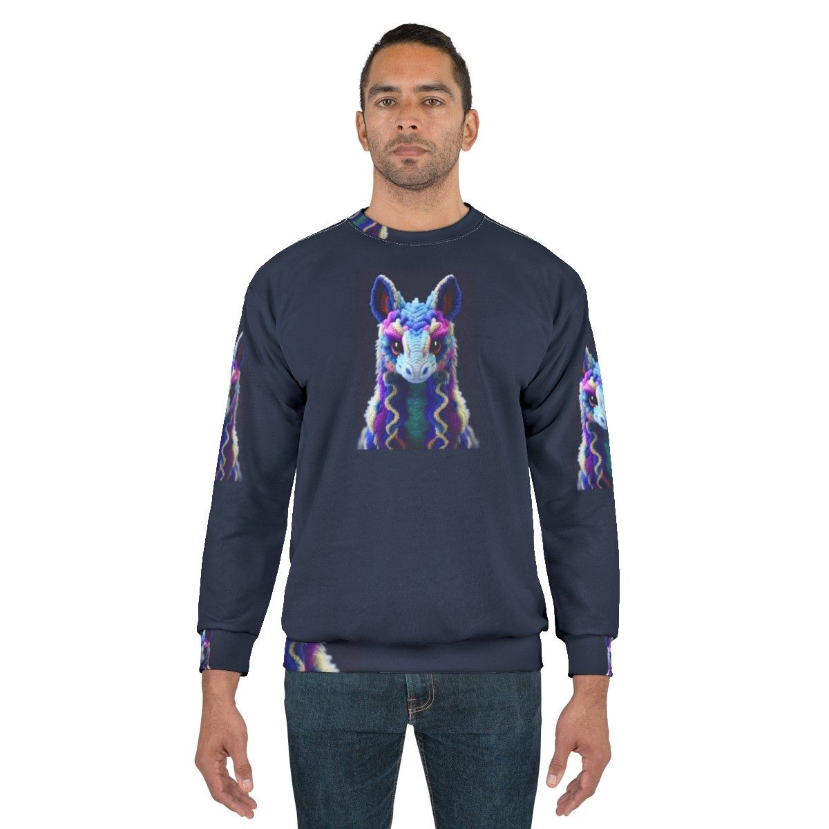 Mythical creature sweatshirt with vibrant fantasy design - men