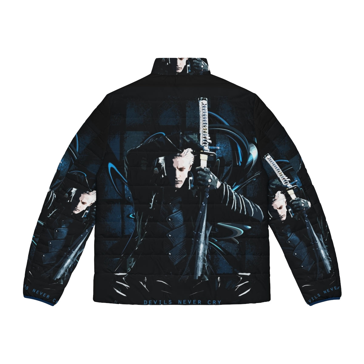 Devil May Cry 5 Puffer Jacket featuring Dante and Vergil inspired design - Back