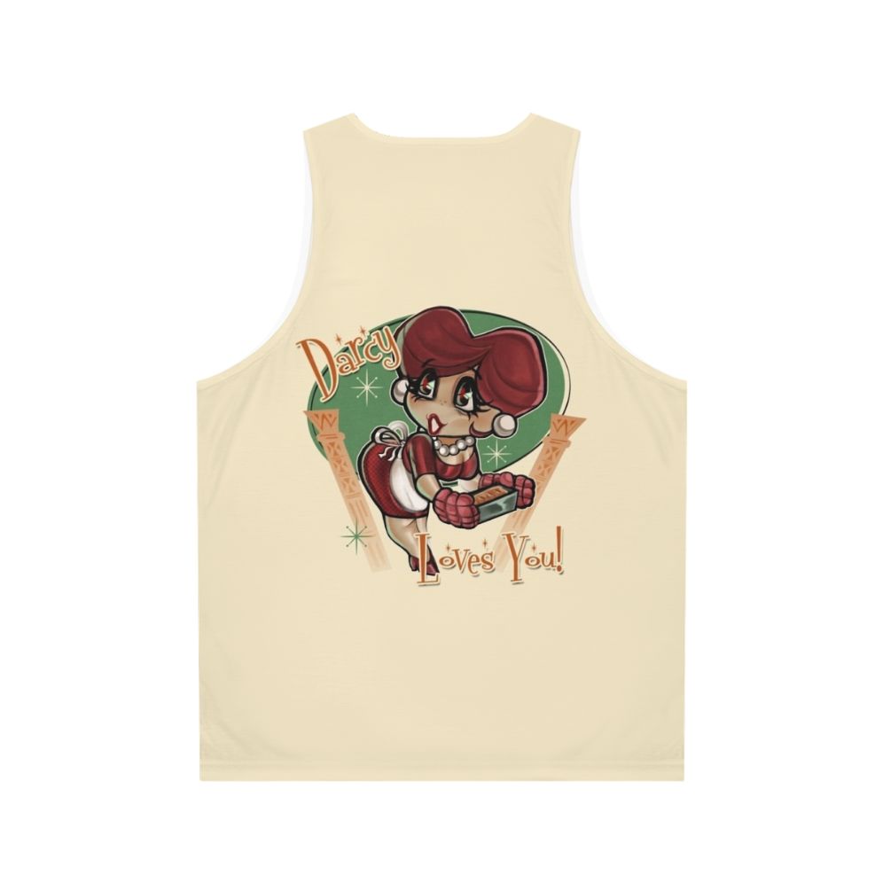 Unisex tank top with heart design in retro style - Back