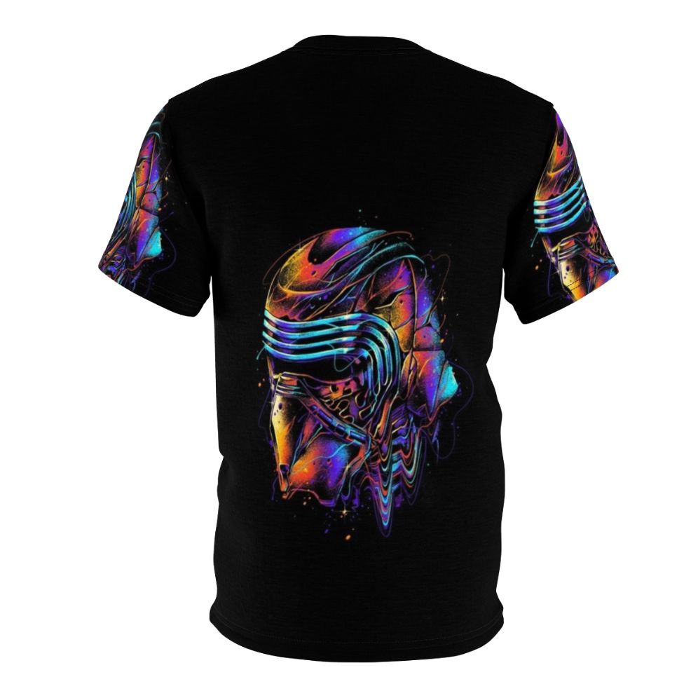 Colorful t-shirt featuring a vibrant sci-fi inspired galaxy print design - Back