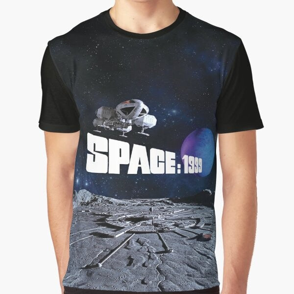 Retro graphic t-shirt featuring an eagle design over the text "ALPHA" and a planet in the background