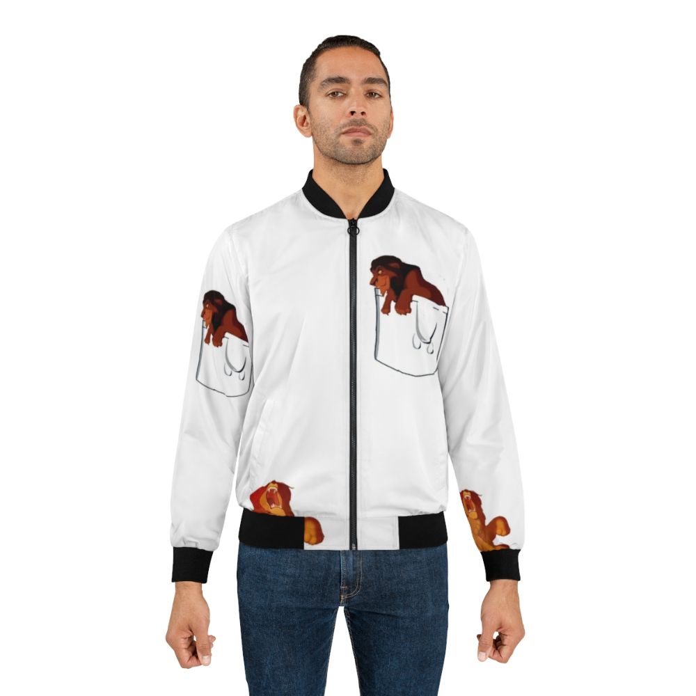 Stylish bomber jacket featuring a lion design, inspired by the Disney character Mufasa - Lifestyle