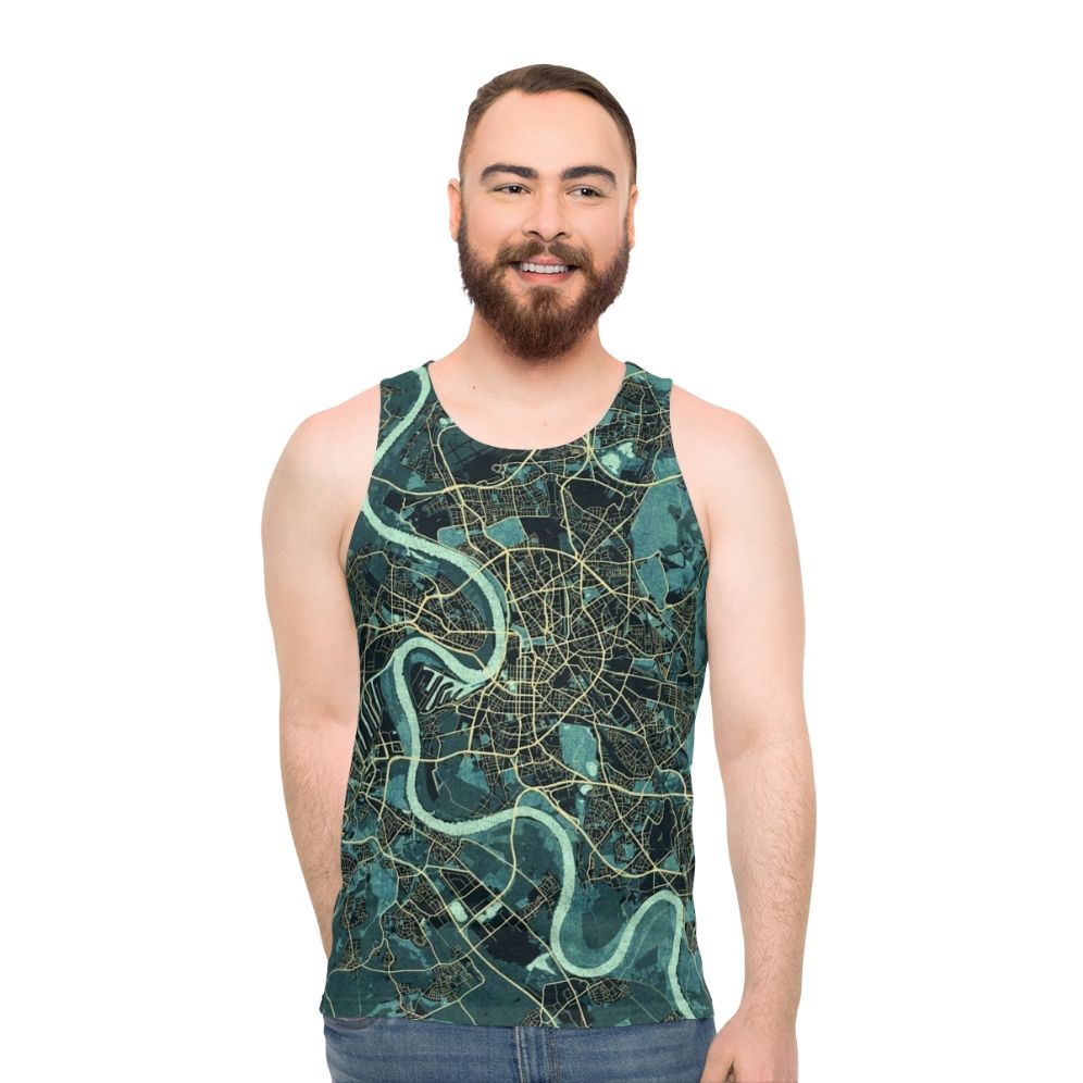 Dusseldorf city map of Germany summer unisex tank top - men