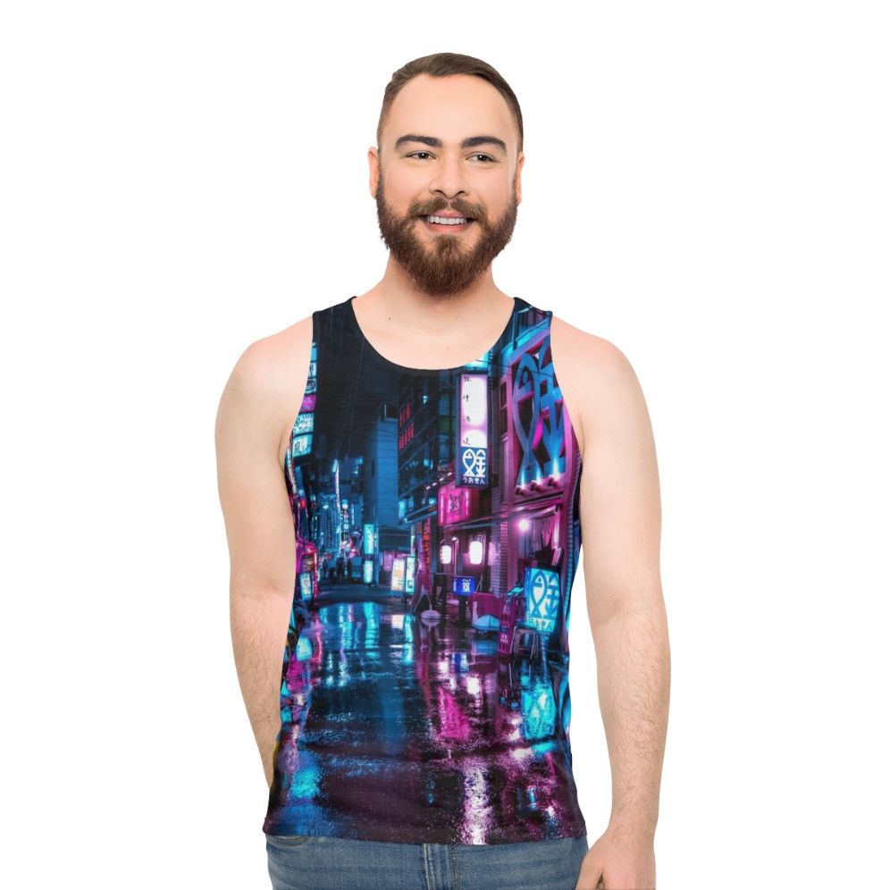 Cyberpunk Tokyo Night Unisex Tank Top - men