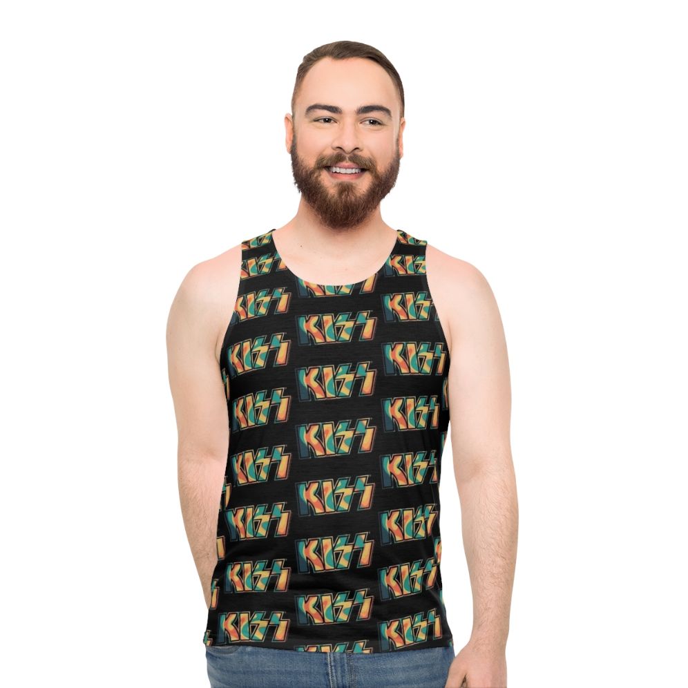 Tropical Tie Dye Kiss The Band Logo Unisex Tank Top - men