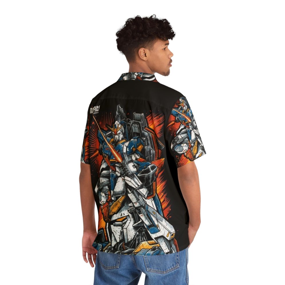 Zeta Gundam Hawaiian Shirt Featuring Anime Robot Mecha Design - People Back