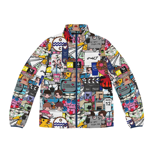 Sticker Bombed BL Puffer Jacket - Cozy and Stylish Outerwear for Fans of Boys Love Anime and Manga