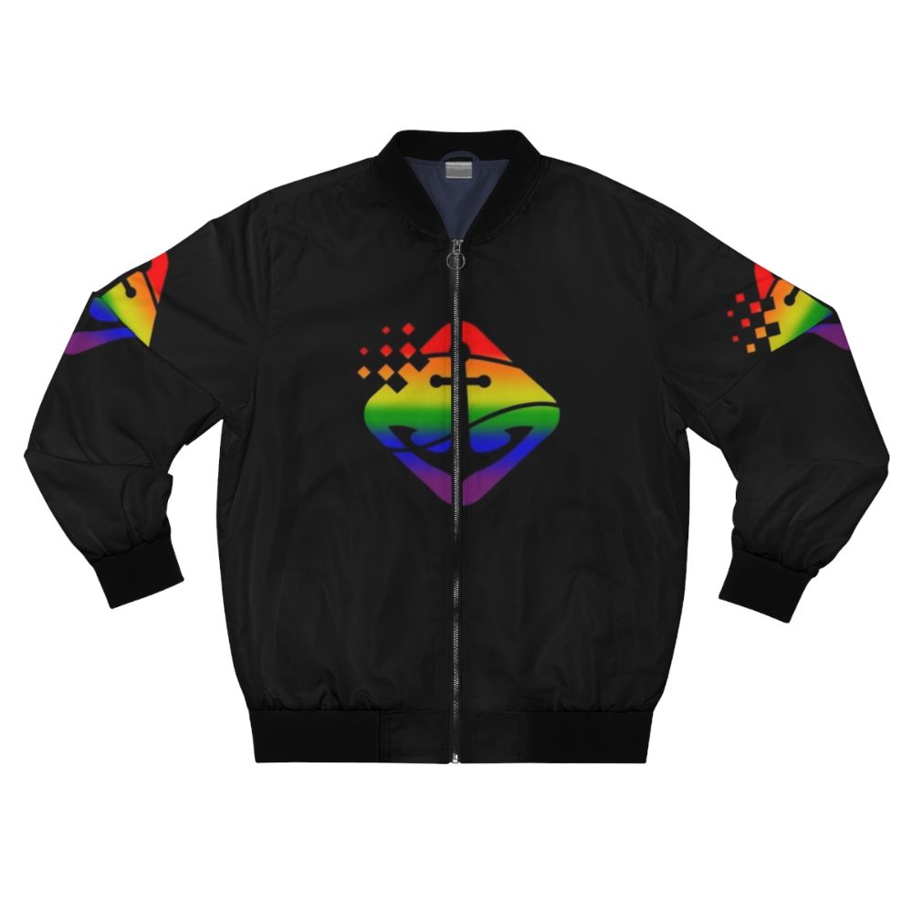 Bomber jacket with nautical anchor and pride design