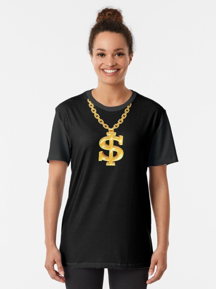 A virtual gold necklace graphic printed on a cool t-shirt - Women