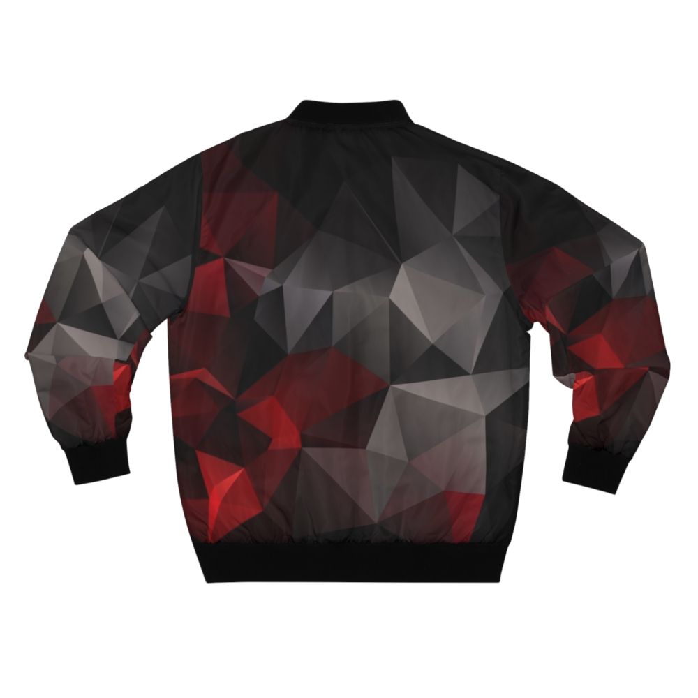 Geometric polygon abstract wallpaper design featured on a bomber jacket - Back