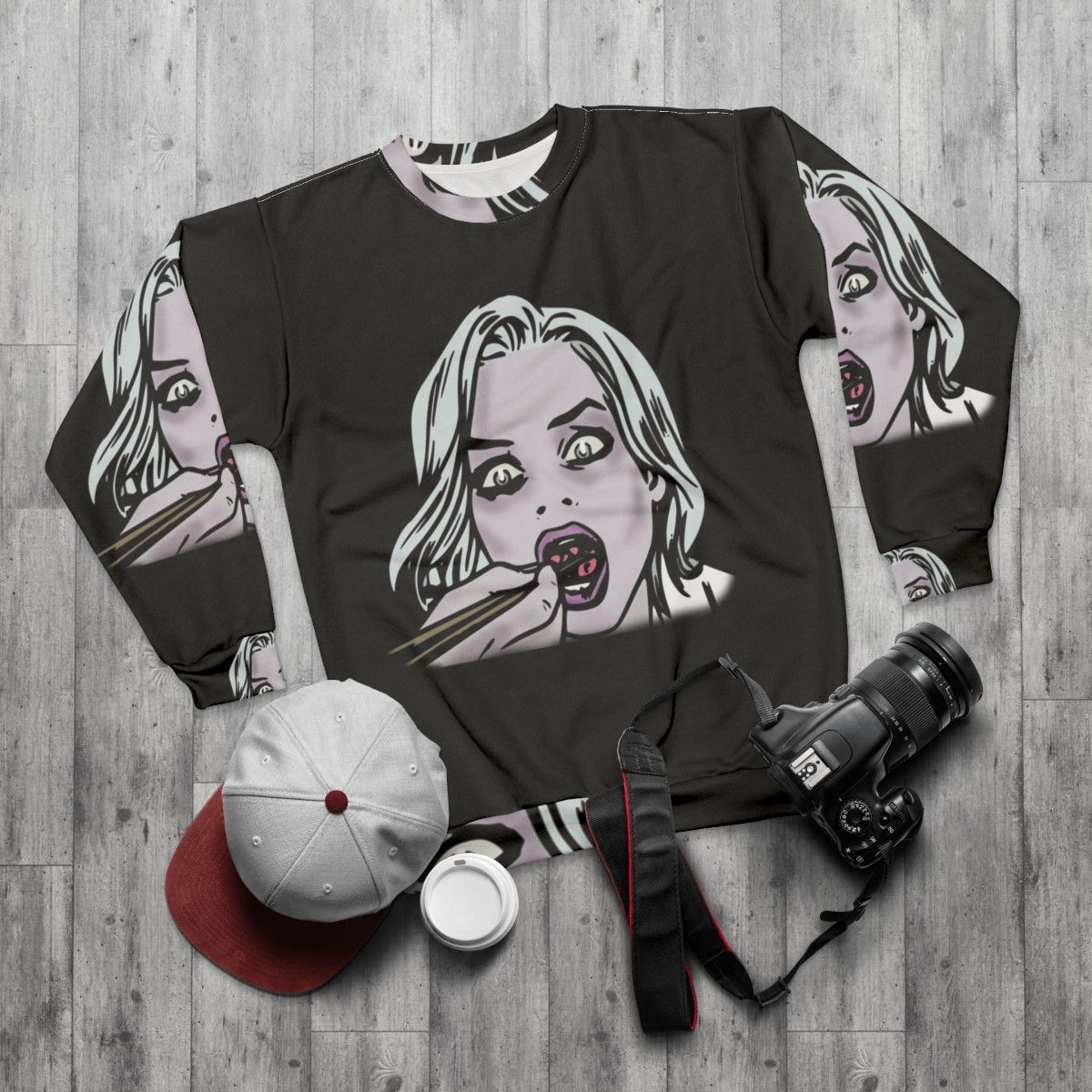 Izombie comic book style sweatshirt - flat lay