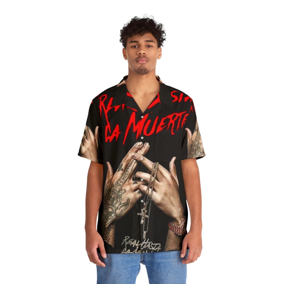 Anuel AA "Real Hasta La Muerte" Hawaiian Shirt with Tropical Print - Lifestyle