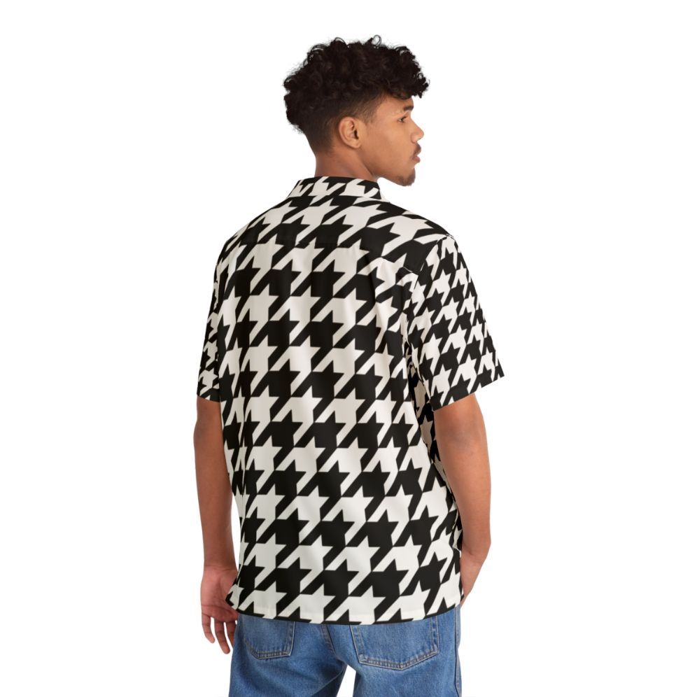 Black and white houndstooth pattern Hawaiian shirt - People Back