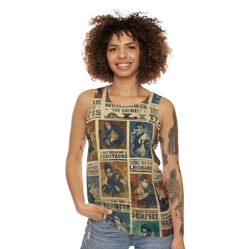 Vintage boxing champion poster unisex tank top - women