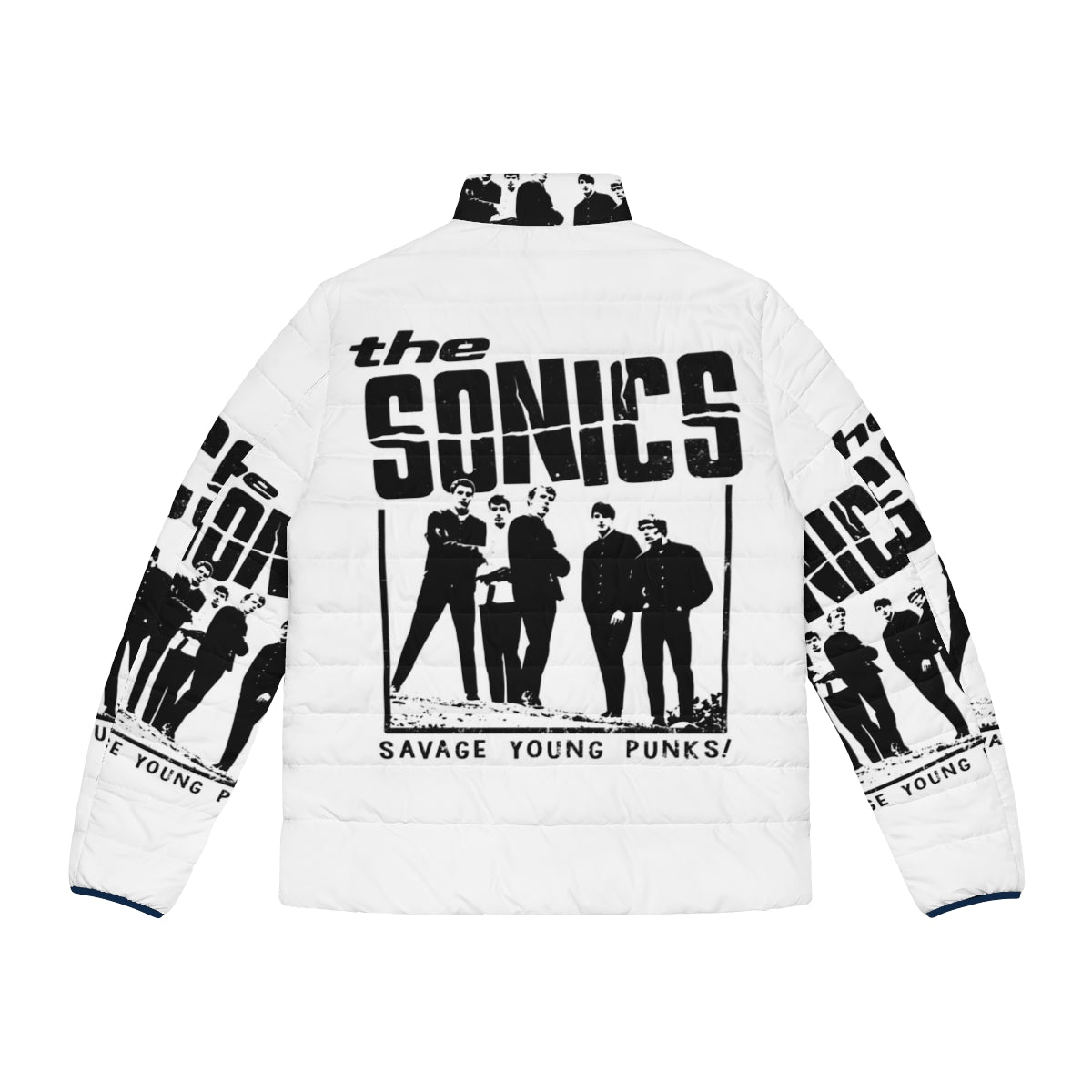 The Sonics black puffer jacket with vintage and retro design - Back