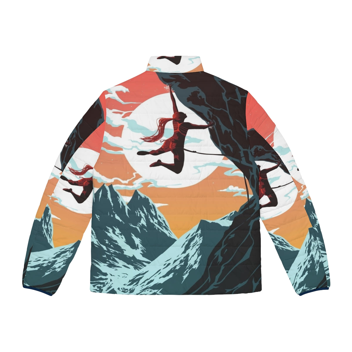 Climbing vector art puffer jacket - Back