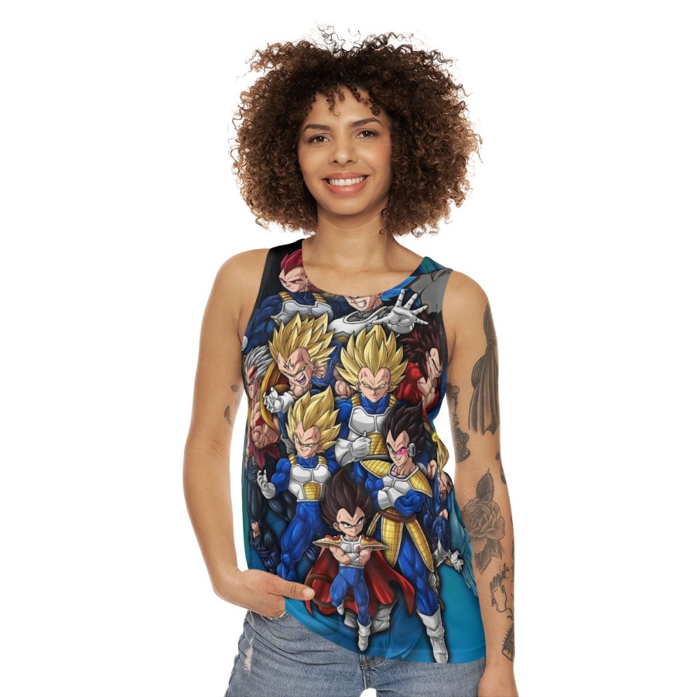 Prince Vegeta saiyan unisex tank top featuring digital fan art - women