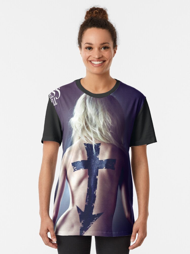 "Going to Hell" graphic t-shirt design featuring The Pretty Reckless logo and album artwork - Women