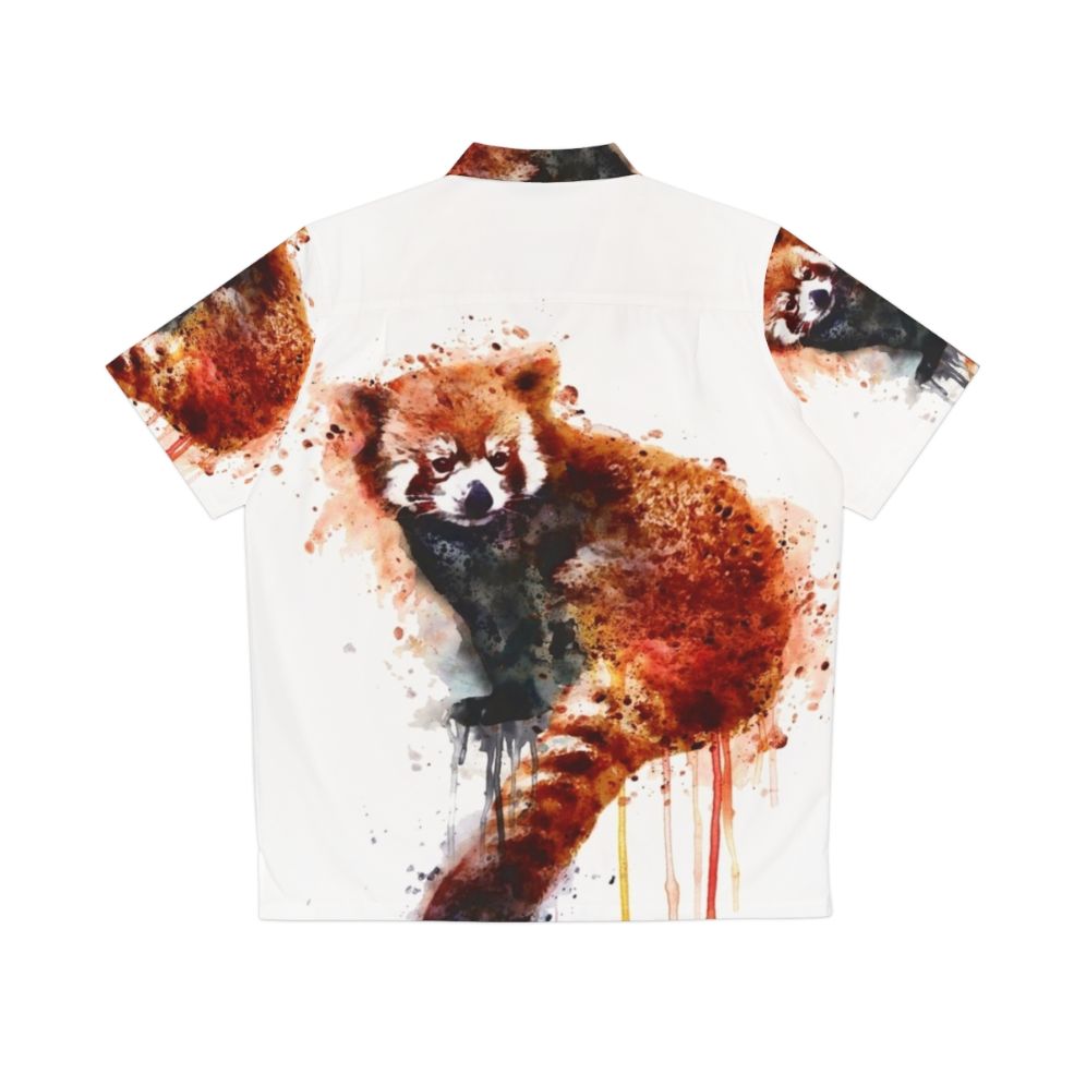 Vibrant red panda Hawaiian shirt with watercolor wildlife art - Back