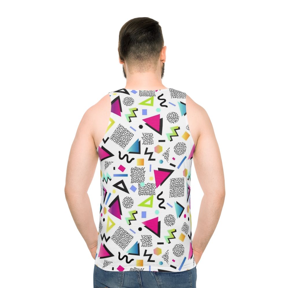 Colorful Memphis-style unisex tank top - men back