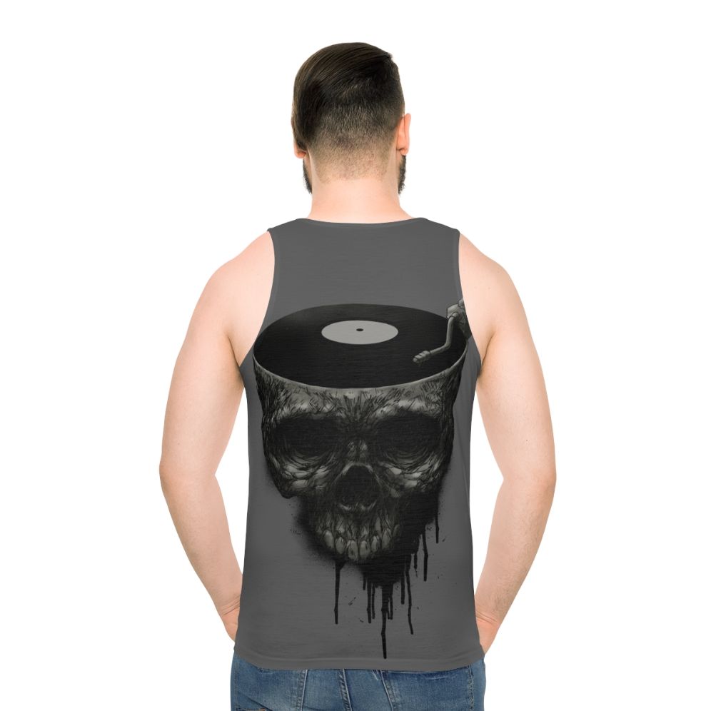 Last Dance unisex tank top with skull and grunge design - men back