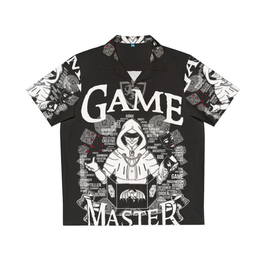 Game Master White Fantasy Hawaiian Shirt with Dice Graphic