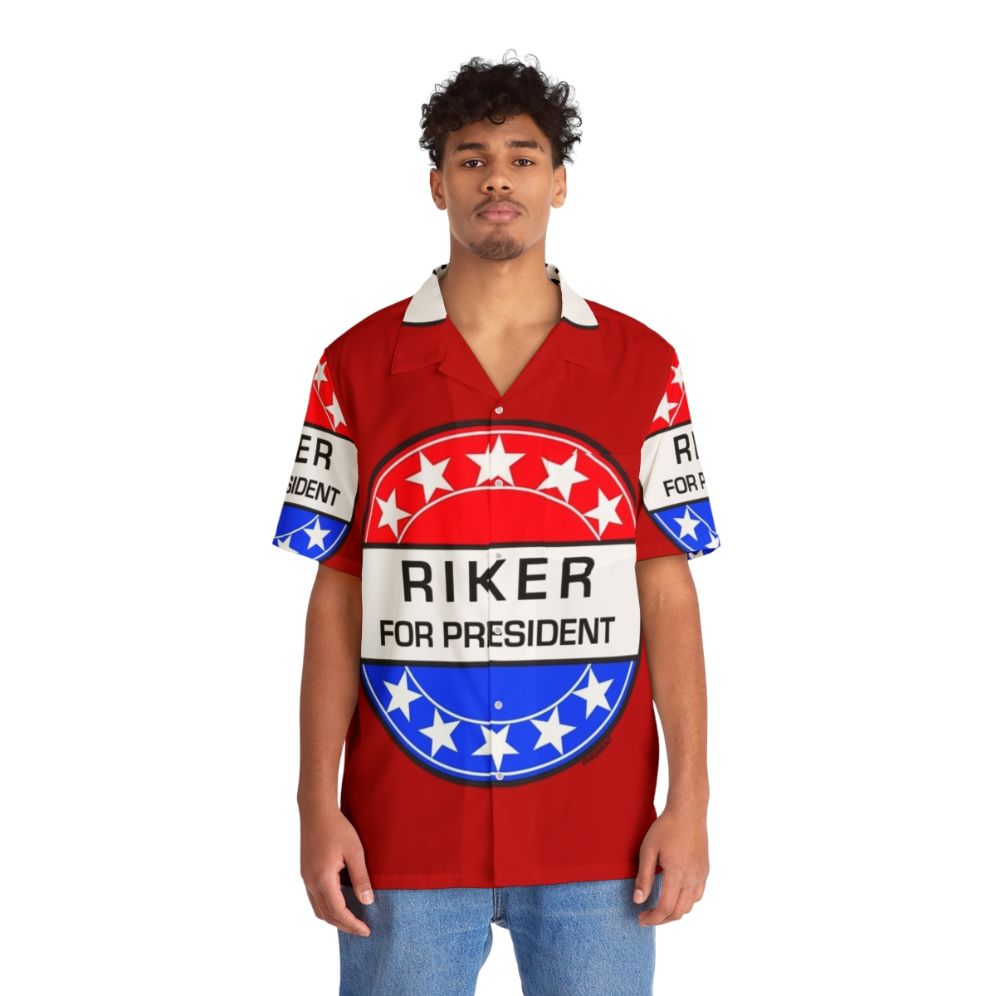 Star Trek Inspired Hawaiian Shirt with Riker for President Design - People Front