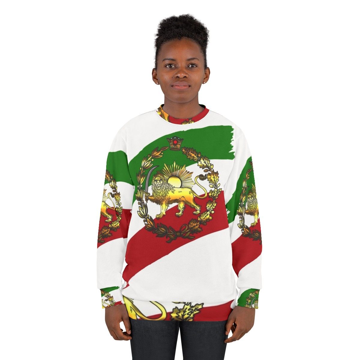 Iran Pahlavi Flag Sweatshirt with Lion and Crown - women